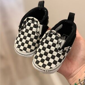 Vans Baby Checkerboard Slip-On Shoes - Black/White